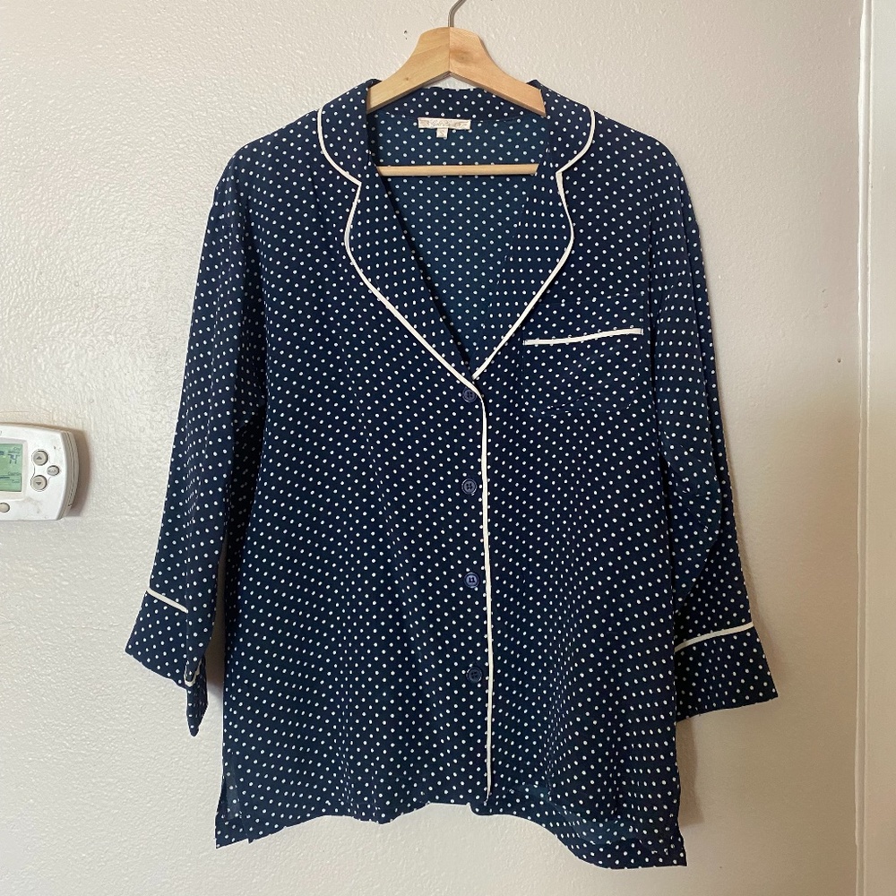 Gold Hawk Silk Polka Dot Top, Size S